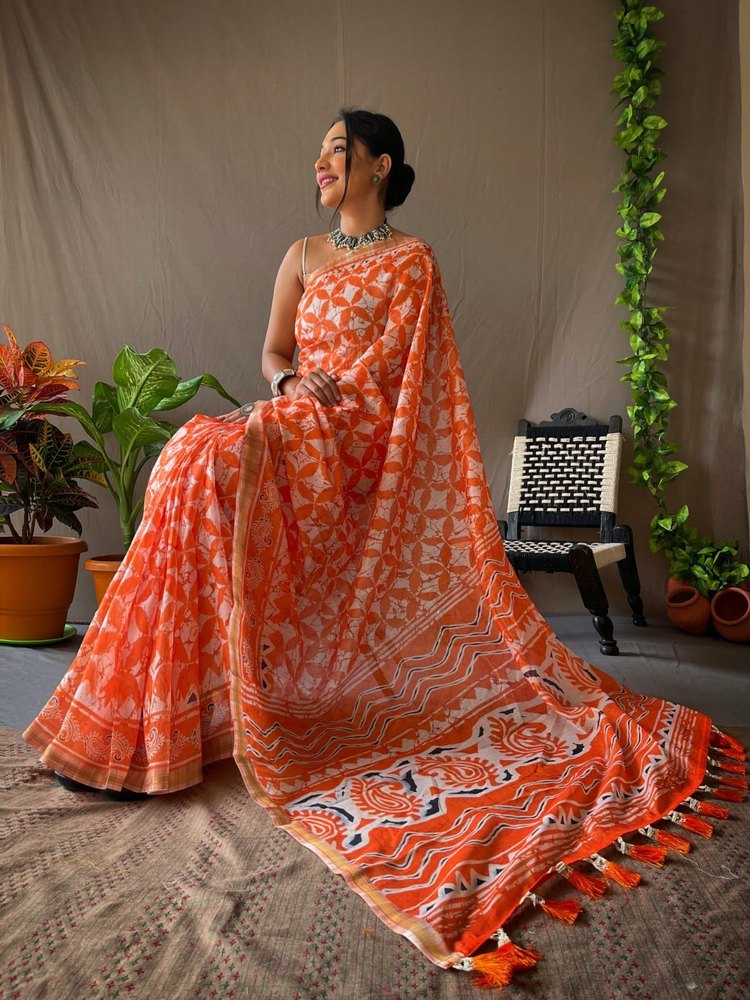 cotton chanderi saree